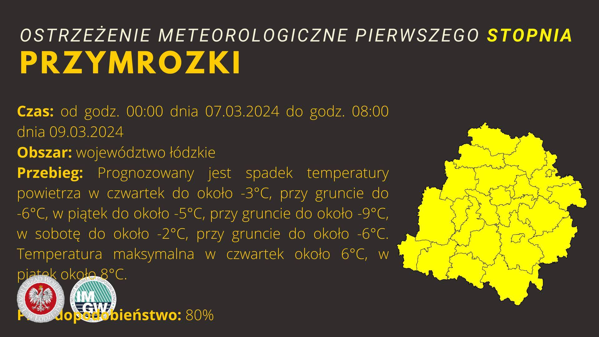 Ostrzeżenie meteorologiczne I stopnia Przymrozki