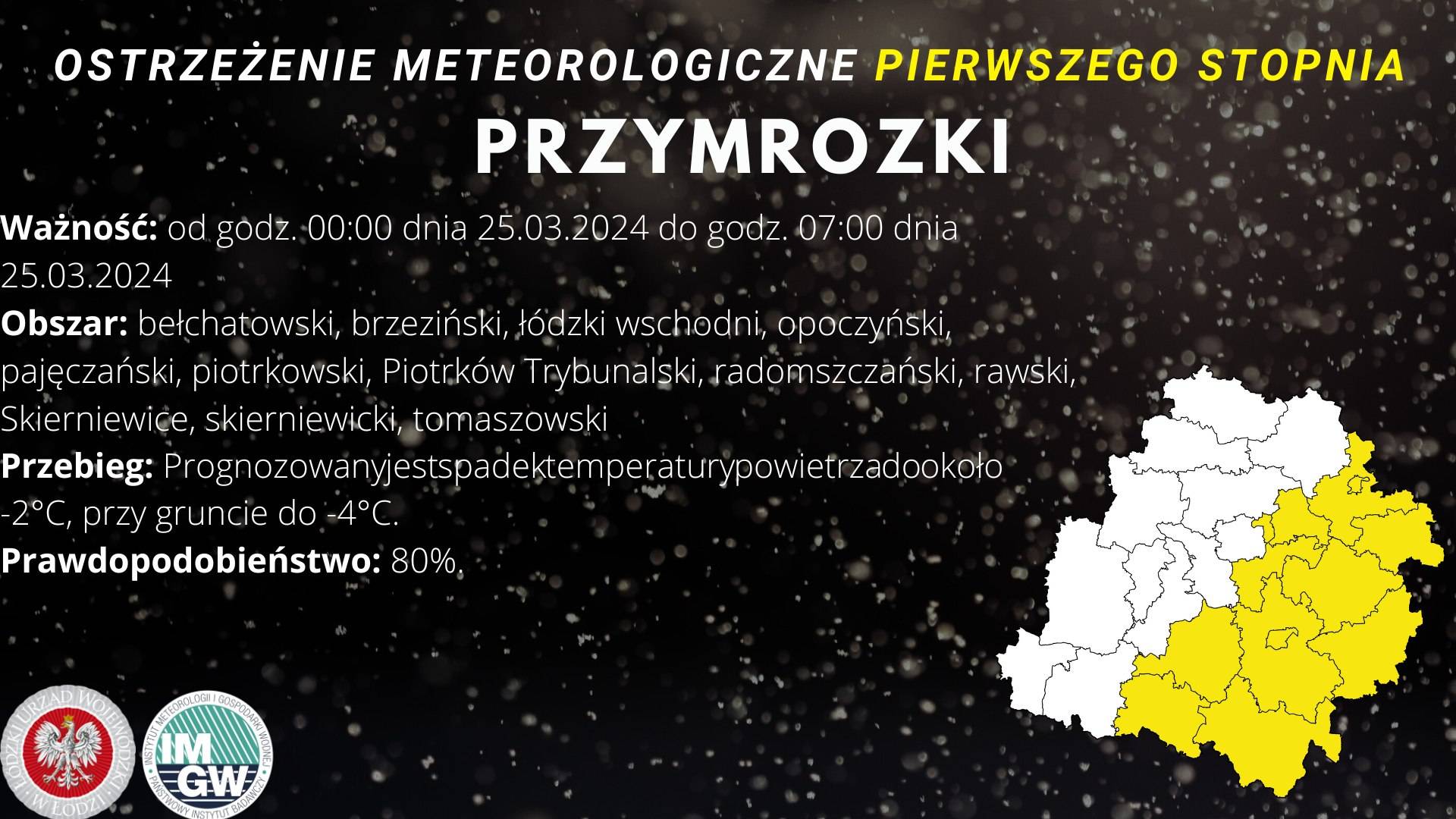 Ostrzeżenie meteorologiczne I stopnia Przymrozki