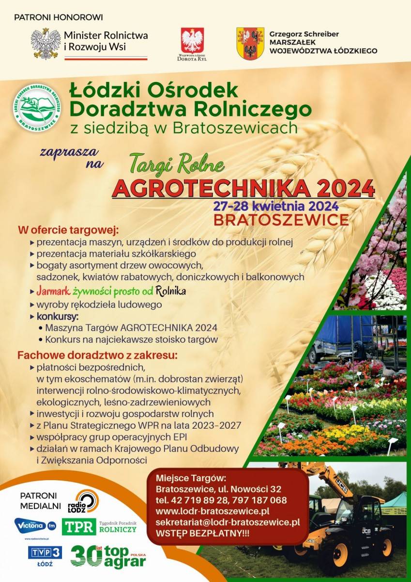 Zaproszenie na Targi Rolne AGROTECHNIKA 2024