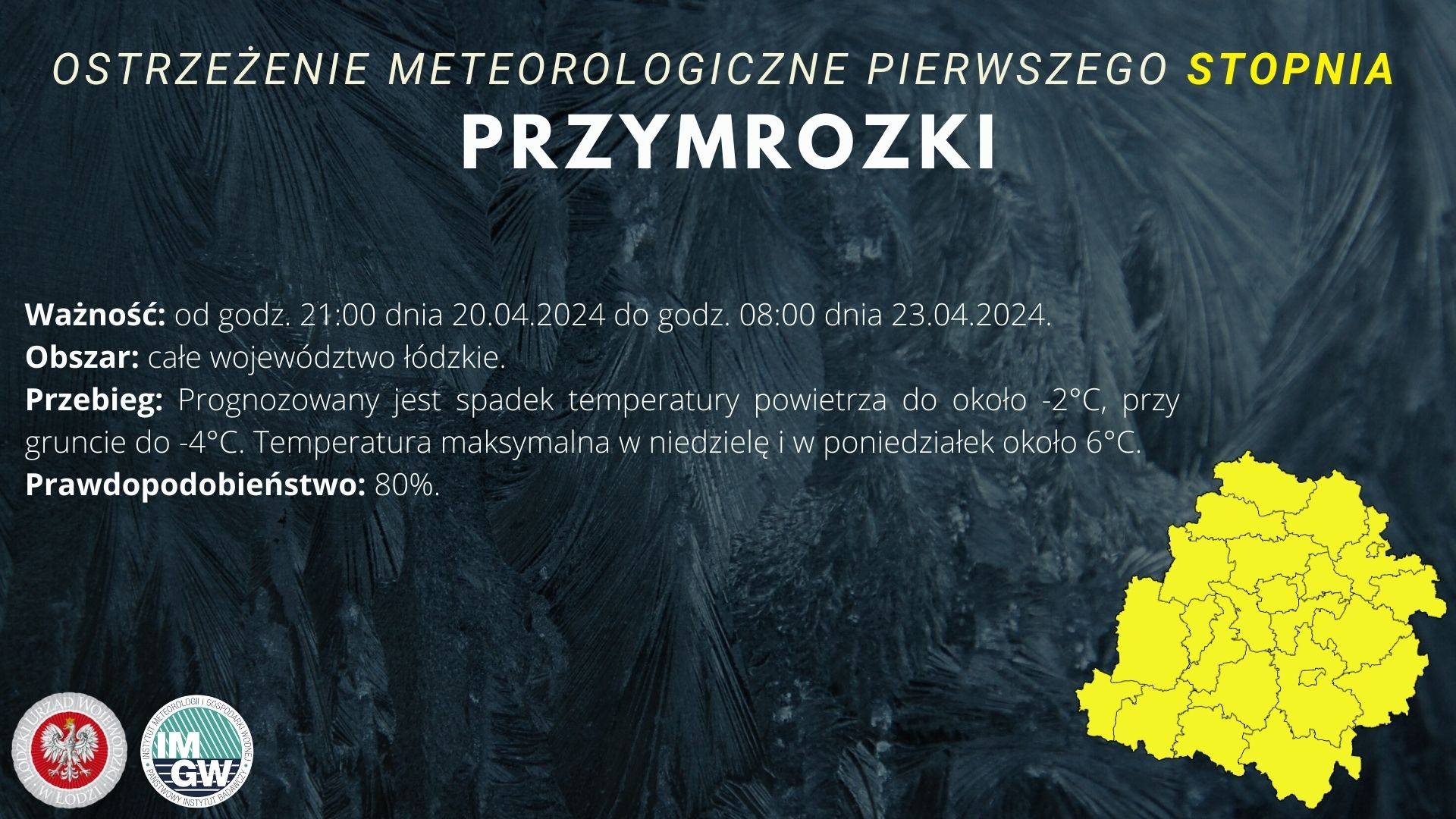 Ostrzeżenie meteorologiczne I stopnia Przymrozki